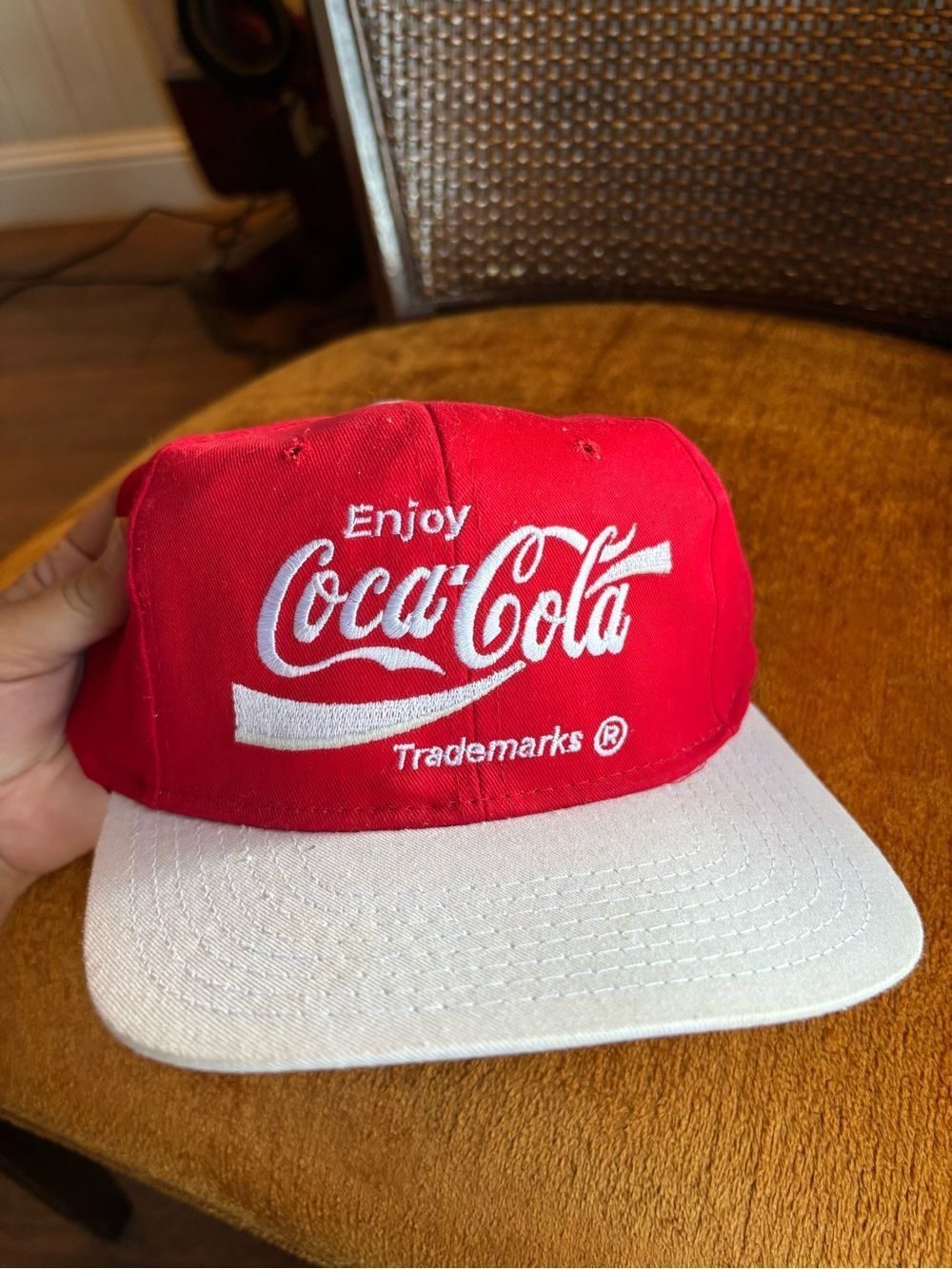 Vintage Coca-Cola Snapback Hat Red White Embroidered Logo Cap Retro USA Soda - Picture 7 of 8